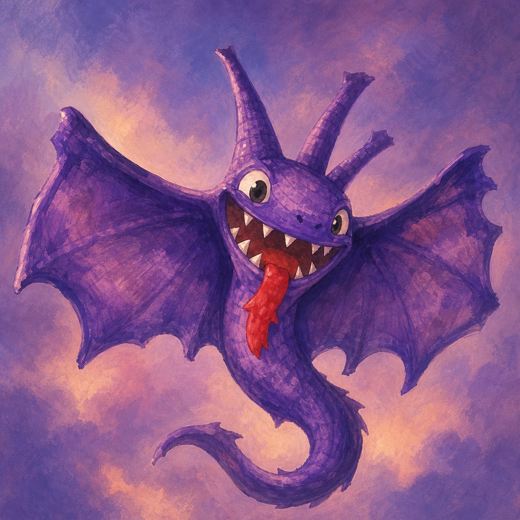 Illustrated version of Purple Bat Dragon