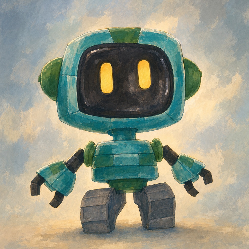 Illustrated version of Teal Block Robot