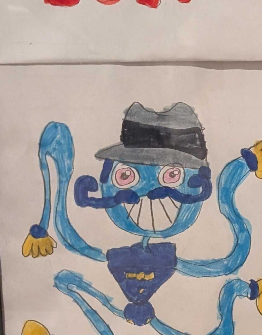 Weston's original drawing of Blue Mustache Gangster